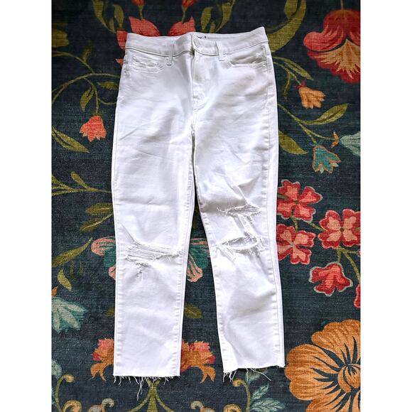 Paige Hoxton Crop White Ripped Jeans Size 29 - Picture 2 of 5